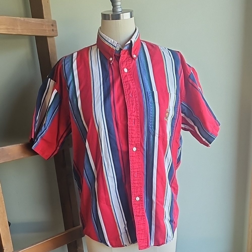 Ralph Lauren Red and Blue Casual Button Down Shirt